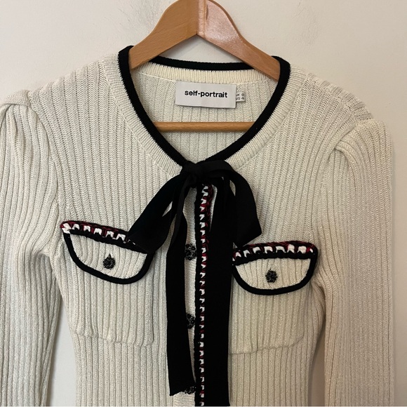 Self-Portrait Cream Knit Mini Dress - size small - Picture 9 of 16